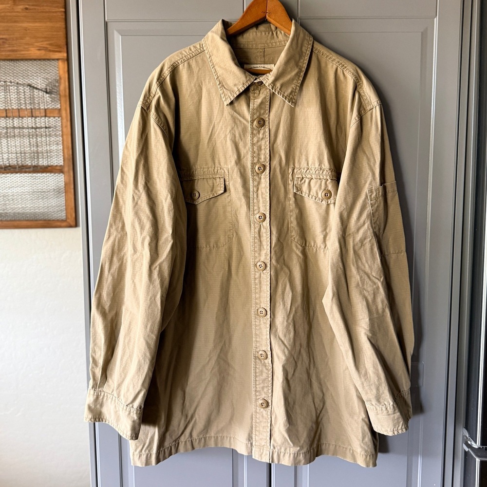 High Sierra Vintage Men Ripstop Field Shirt Jacket, Khaki, XL